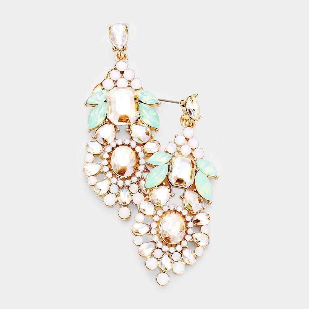 Gold Floral Crystal Statement Evening Earrings - Jewelry Store by Erik Rayo