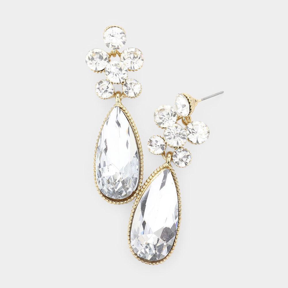 Gold Cluster Crystals with Oval Drop Earring - Jewelry Store by Erik Rayo