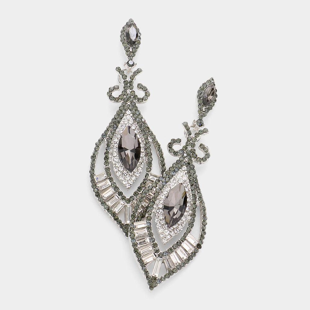 Clear Marquise Stone Accented Dangle Evening Earrings - Jewelry Store by Erik Rayo