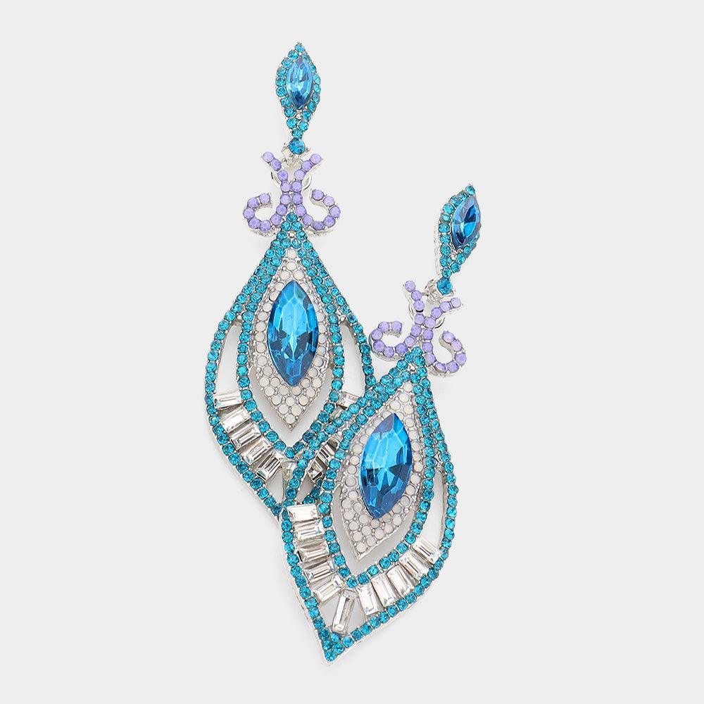 Blue Marquise Stone Accented Dangle Evening Earrings - Jewelry Store by Erik Rayo