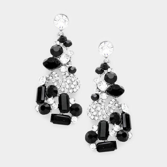 Clear Crystal Baguette Cut Rhinestone Drop Evening Earrings - Jewelry Store by Erik Rayo