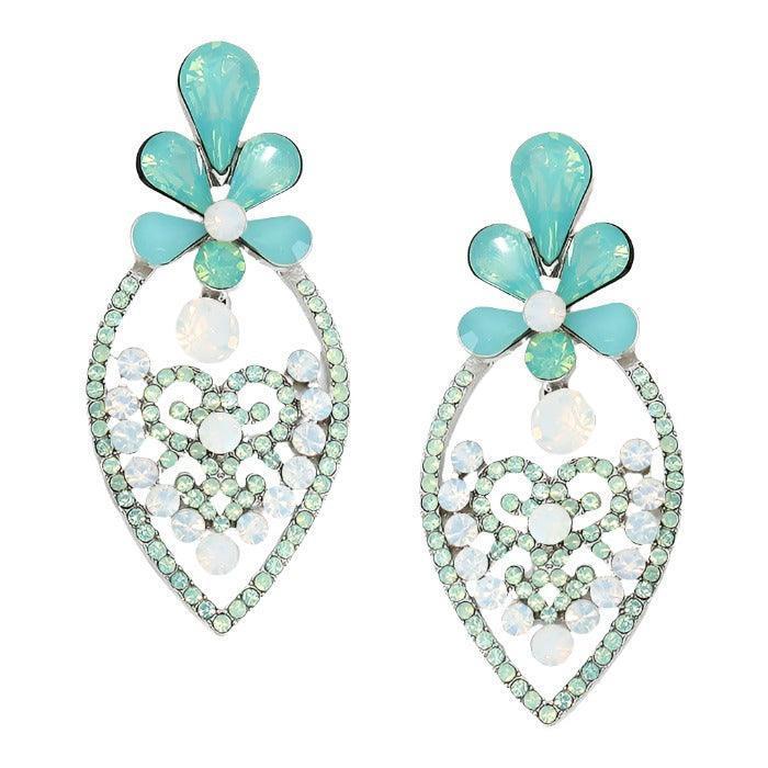 Crystal rhinestone flower & heart evening earrings - Jewelry Store by Erik Rayo
