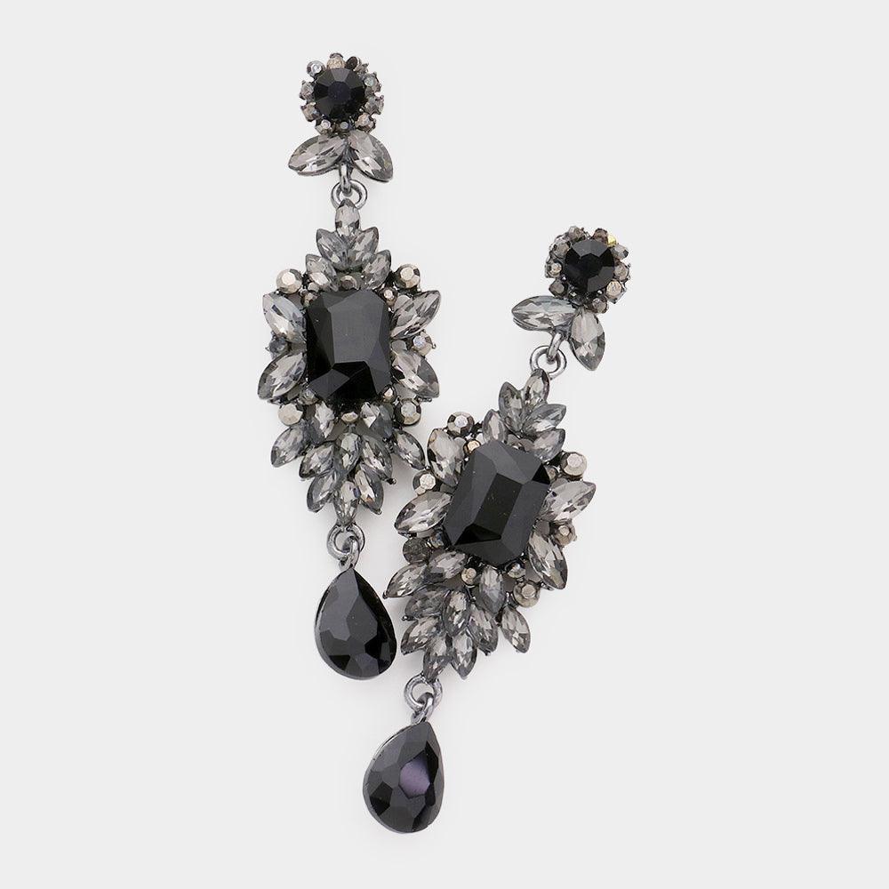 Black Teardrop Dangle Evening Earrings - Jewelry Store by Erik Rayo