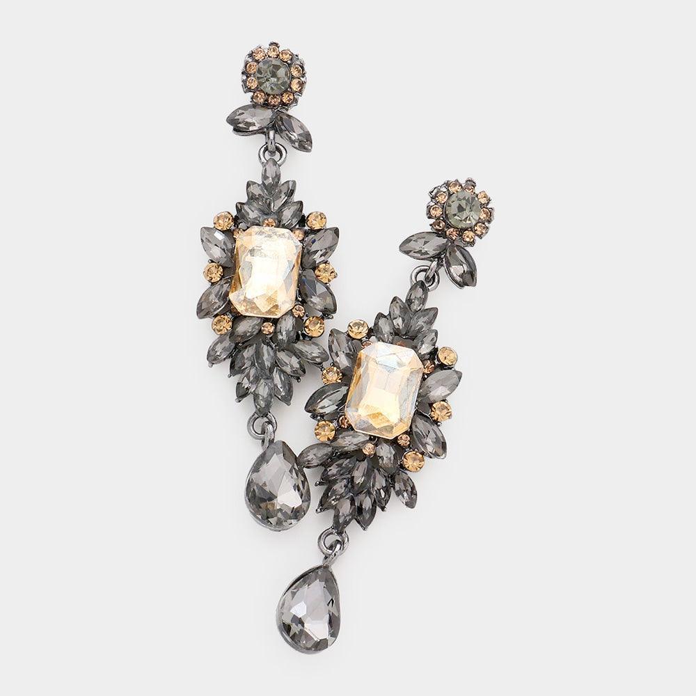 Black Teardrop Dangle Evening Earrings - Jewelry Store by Erik Rayo