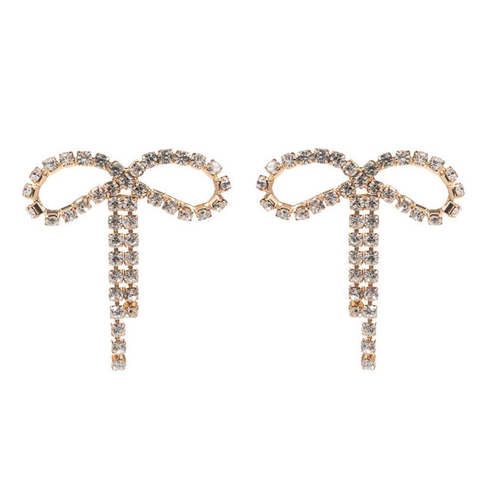 Clear Rhinestone Bow Evening Earrings - Jewelry Store by Erik Rayo