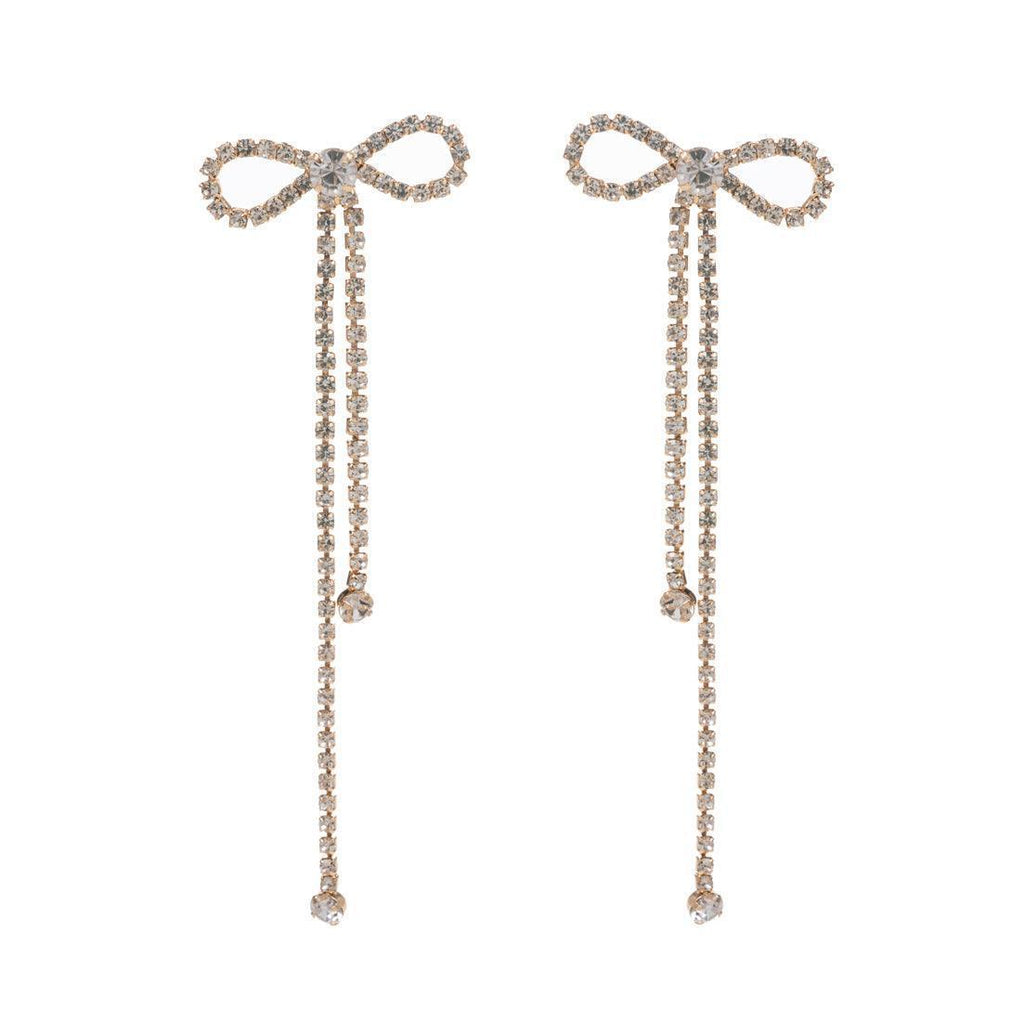 Clear Rhinestone Paved Bow Evening Earrings - Jewelry Store by Erik Rayo