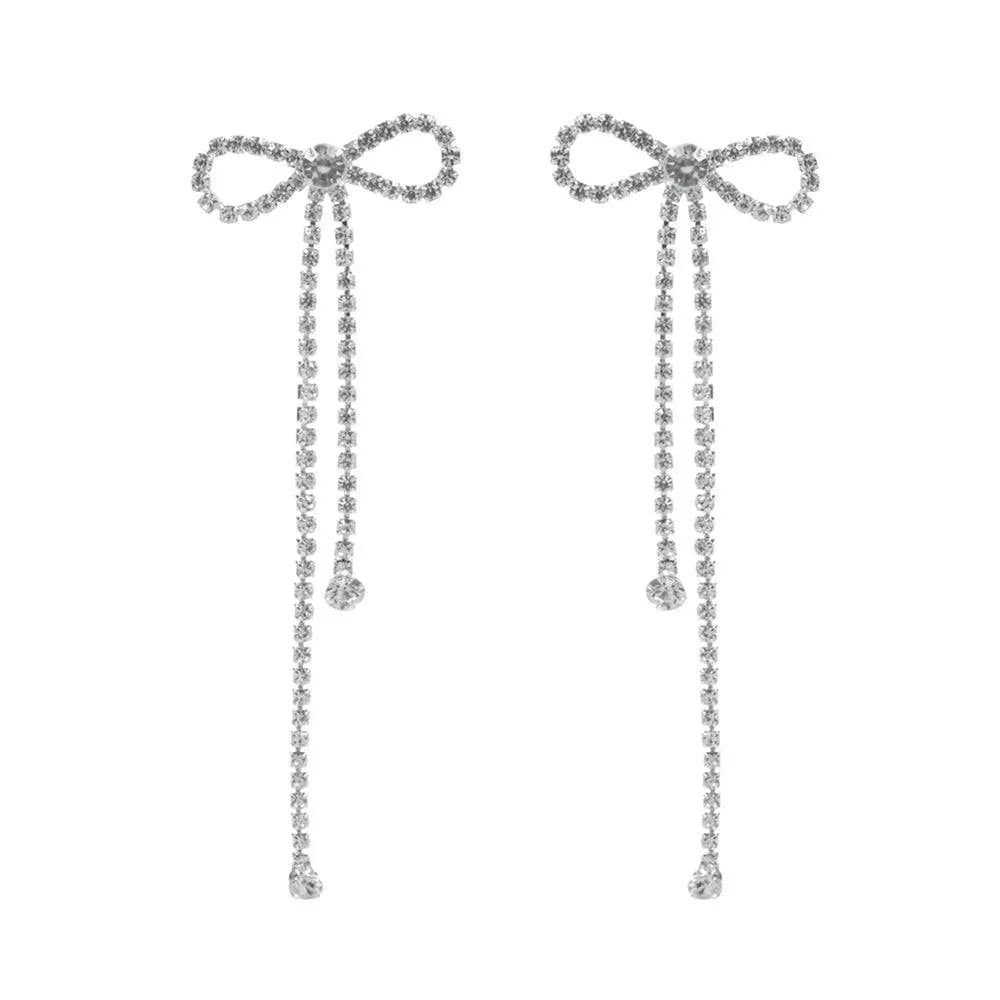 Clear Rhinestone Paved Bow Evening Earrings - Jewelry Store by Erik Rayo