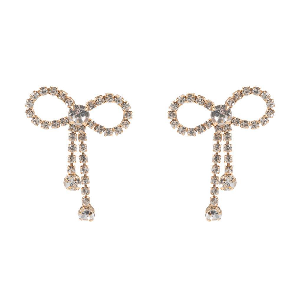 Clear Rhinestone Bow Evening Earrings - Jewelry Store by Erik Rayo