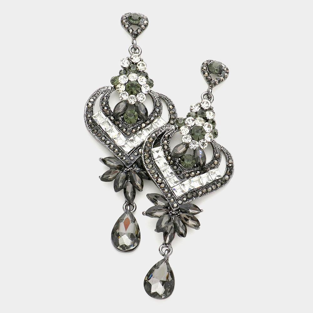 Clear Glass crystal heart teardrop evening earrings - Jewelry Store by Erik Rayo