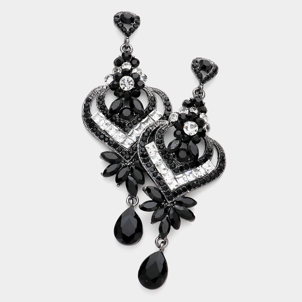 Clear Glass crystal heart teardrop evening earrings - Jewelry Store by Erik Rayo