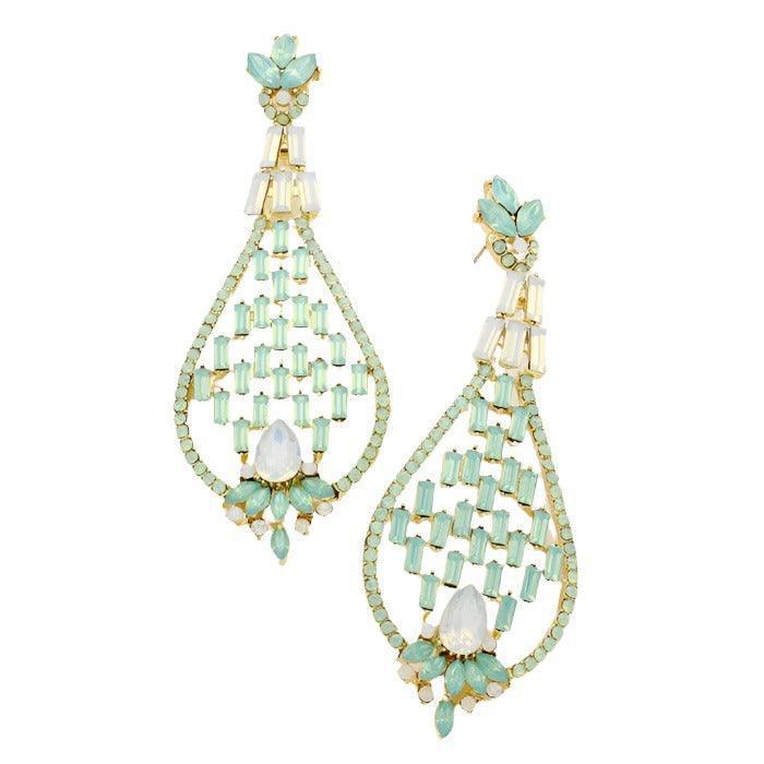 Gold Rhinestone & glass crystal evening earrings