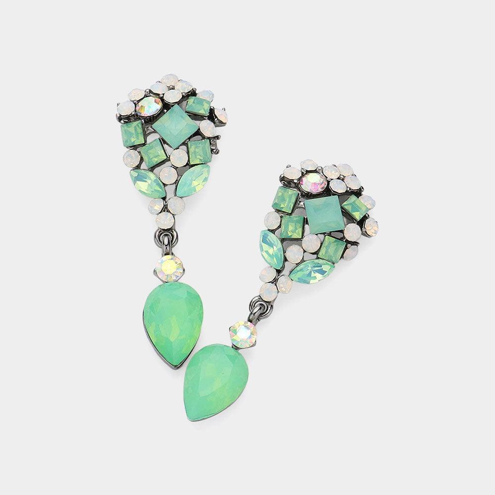 Gold Crystal Cluster Drop Evening Earrings - Jewelry Store by Erik Rayo