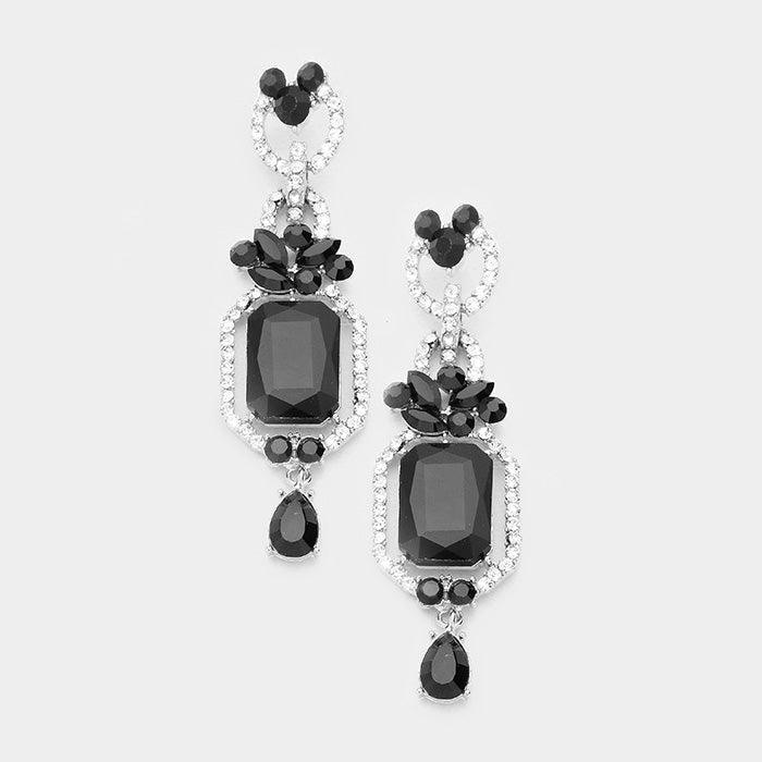 Clear Marquise Crystal Chandelier Statement Evening Earrings