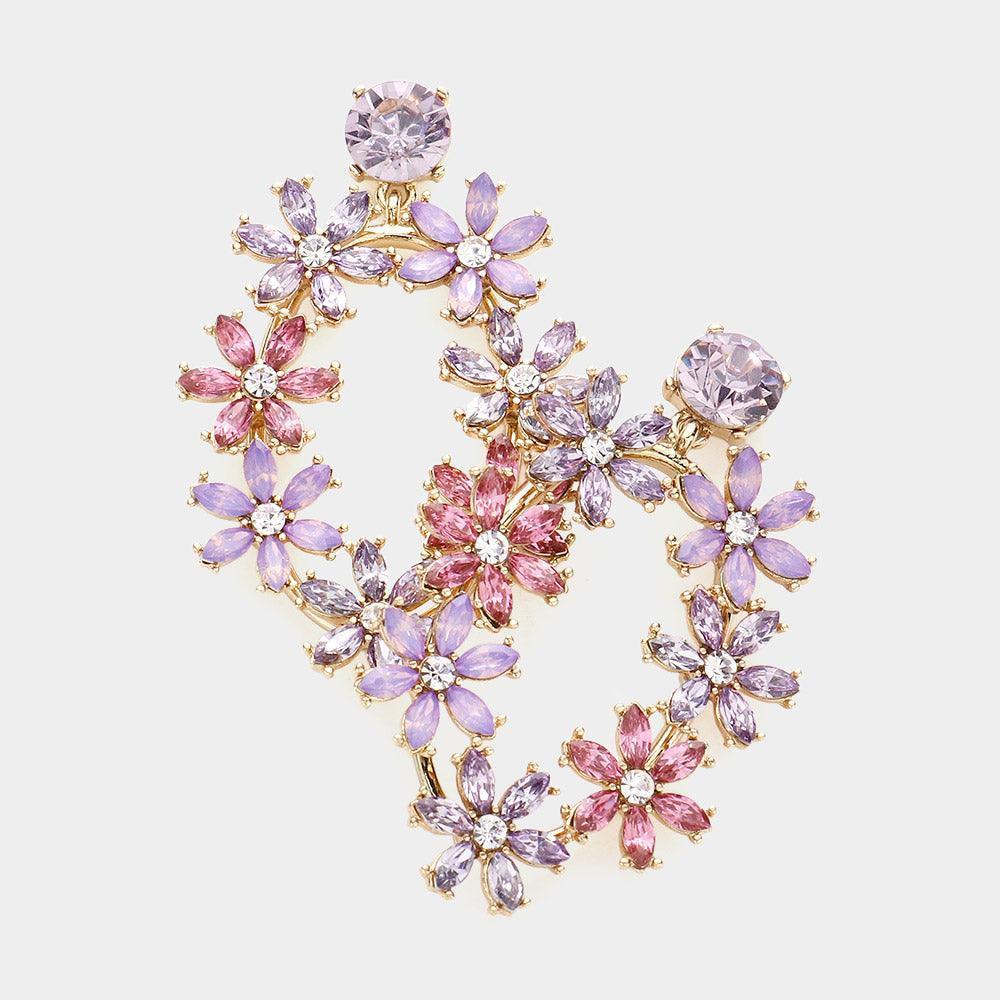 Lavender Flower Cluster Dangle Evening Earrings - Jewelry Store by Erik Rayo