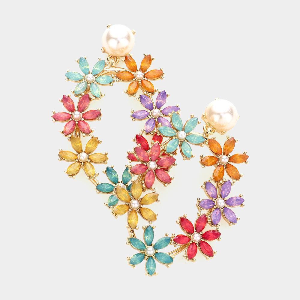 Flower Cluster Dangle Evening Earrings - Jewelry Store by Erik Rayo