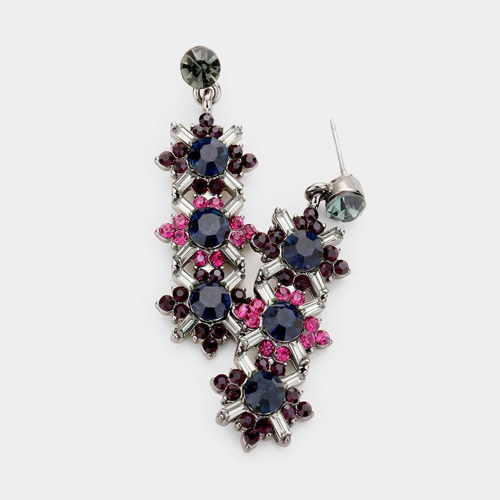 Crystal Round Rhinestone Pave Drop Evening Earrings - Jewelry Store by Erik Rayo