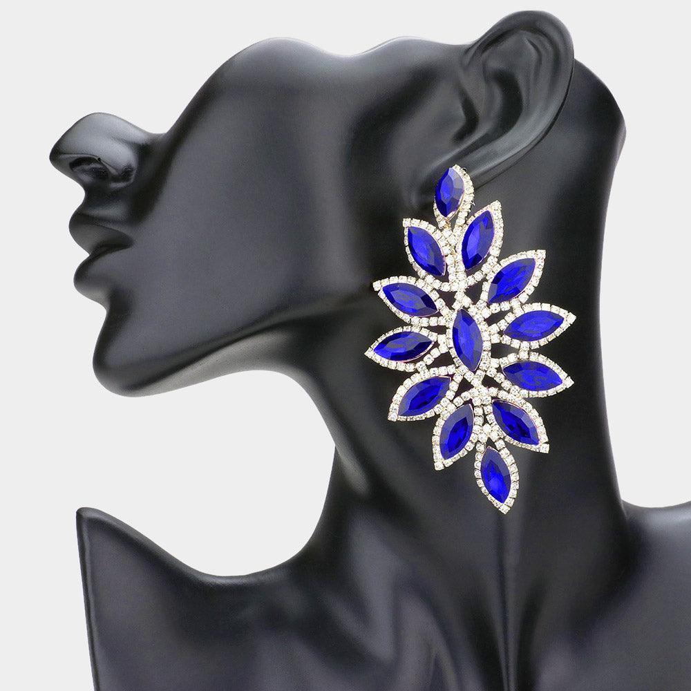Blue Marquise Stone Cluster Evening Earrings - Jewelry Store by Erik Rayo