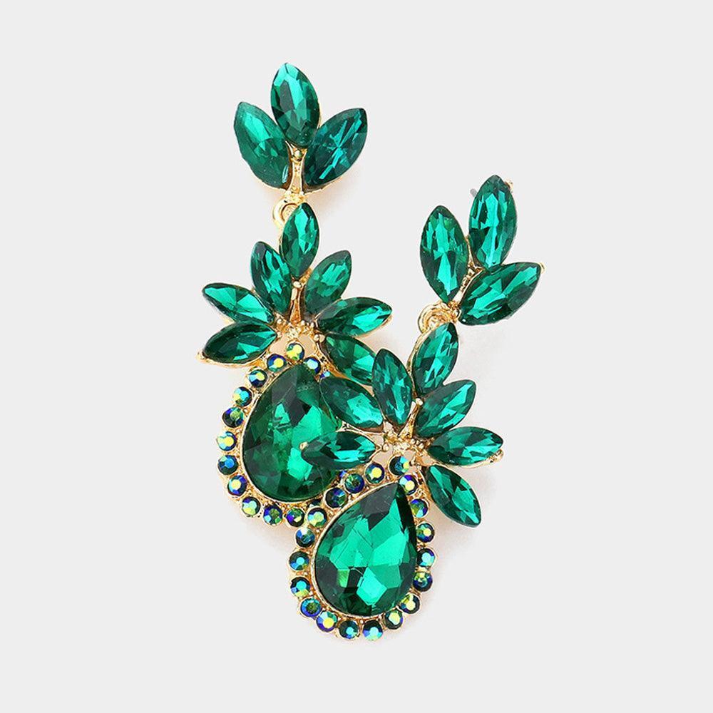 Marquise Stone Cluster Teardrop Accented Dangle Evening Earrings - Jewelry Store by Erik Rayo