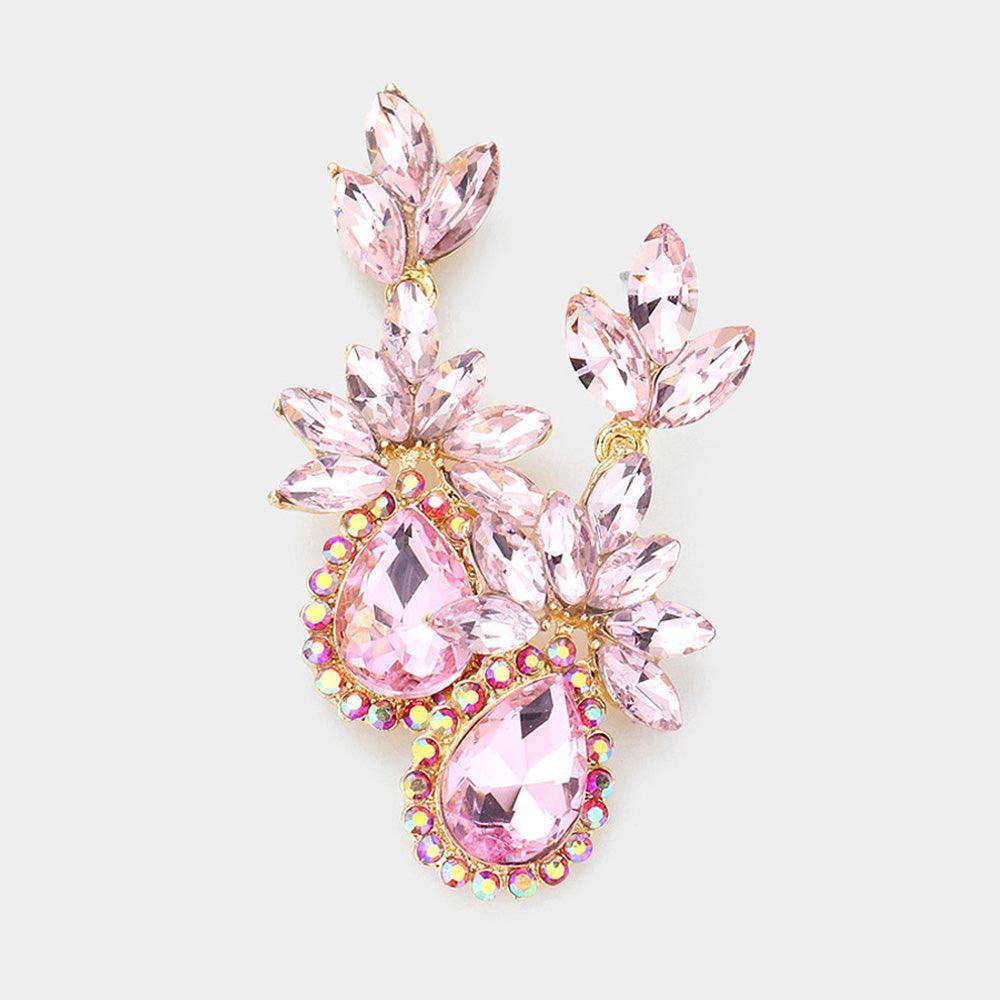 Marquise Stone Cluster Teardrop Accented Dangle Evening Earrings - Jewelry Store by Erik Rayo