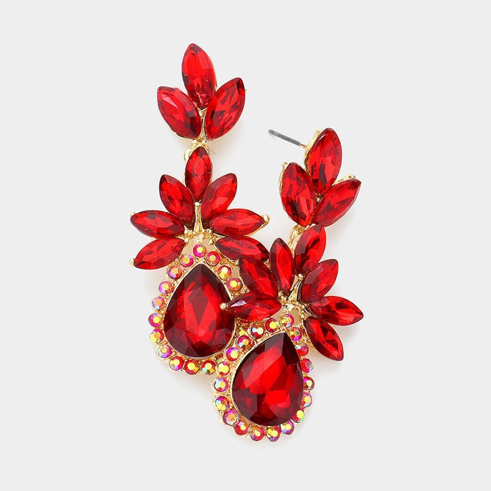 Marquise Stone Cluster Teardrop Accented Dangle Evening Earrings - Jewelry Store by Erik Rayo