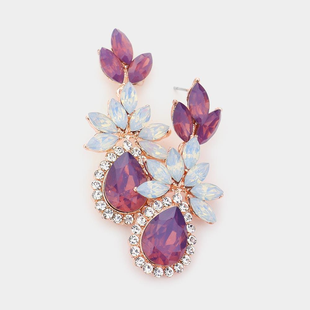 Amethyst Marquise Stone Cluster Teardrop Accented Dangle Evening Earrings - Jewelry Store by Erik Rayo