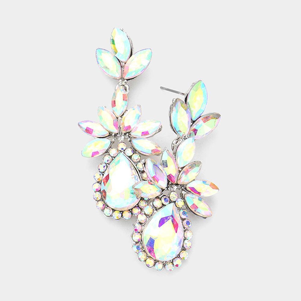 Marquise Stone Cluster Teardrop Accented Dangle Evening Earrings - Jewelry Store by Erik Rayo