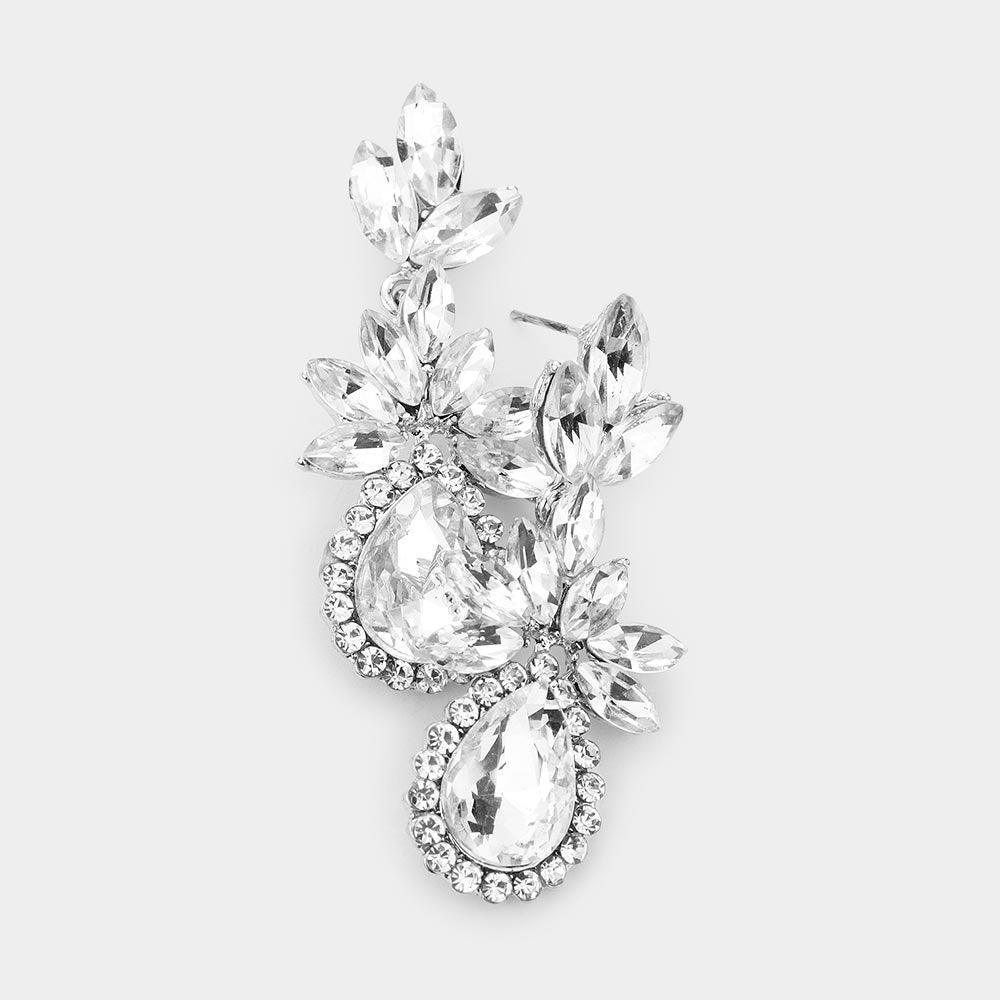 Marquise Stone Cluster Teardrop Accented Dangle Evening Earrings - Jewelry Store by Erik Rayo