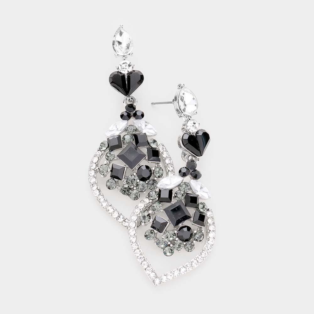 Clear Multi Shape Heart Dangle Evening Earrings - Jewelry Store by Erik Rayo