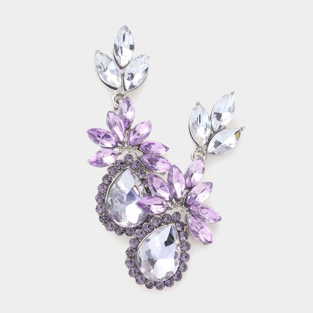 Marquise Stone Cluster Teardrop Accented Dangle Evening Earrings - Jewelry Store by Erik Rayo