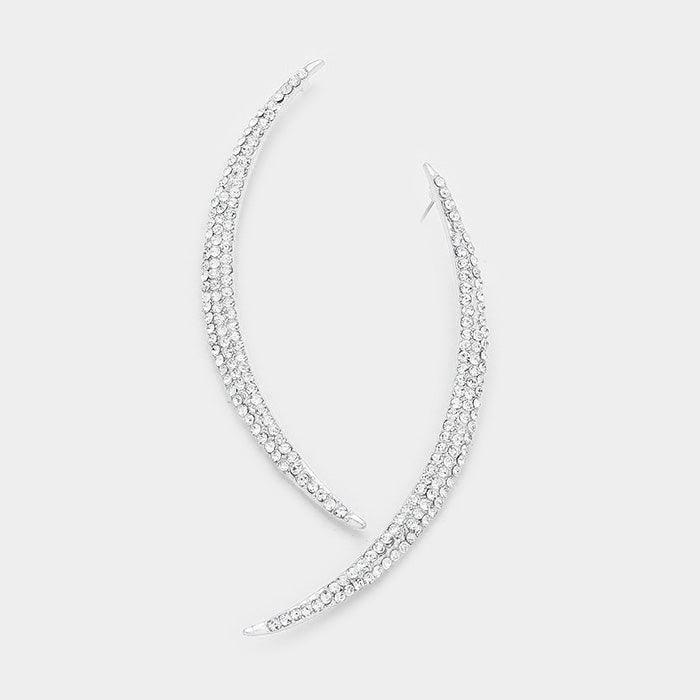 Clear Oversized Crystal Pave Crescent Moon Evening Earrings - Jewelry Store by Erik Rayo