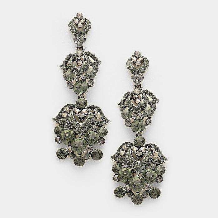 Black Bubble Crystal Rhinestone Evening Earrings - Jewelry Store by Erik Rayo