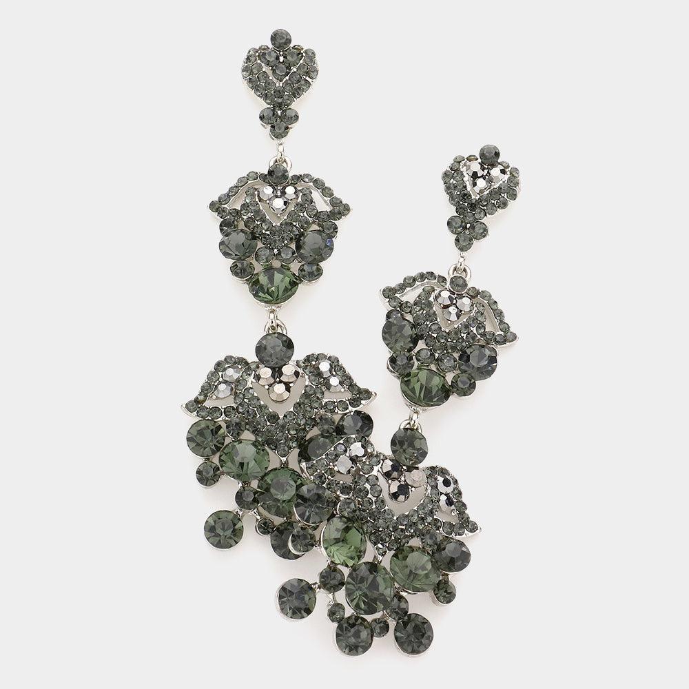 Black Bubble Crystal Rhinestone Evening Earrings - Jewelry Store by Erik Rayo