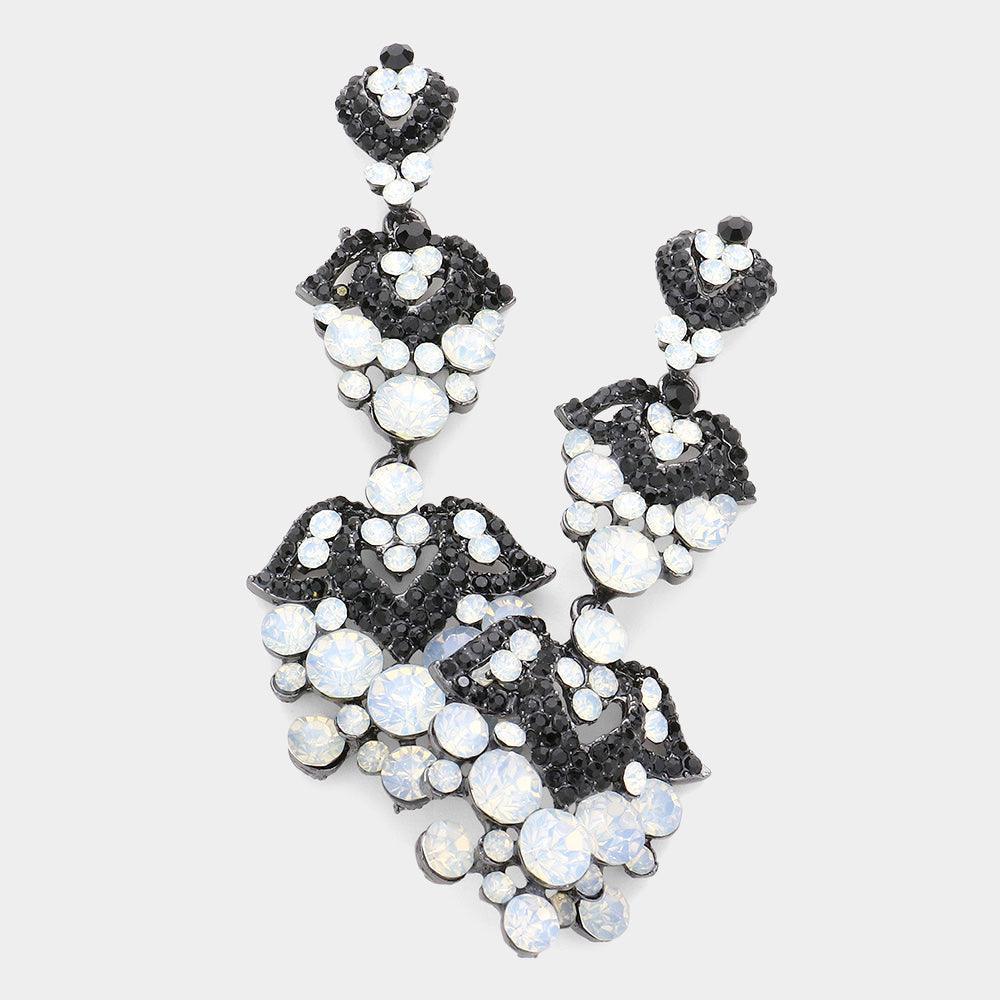 Black Bubble Crystal Rhinestone Evening Earrings - Jewelry Store by Erik Rayo
