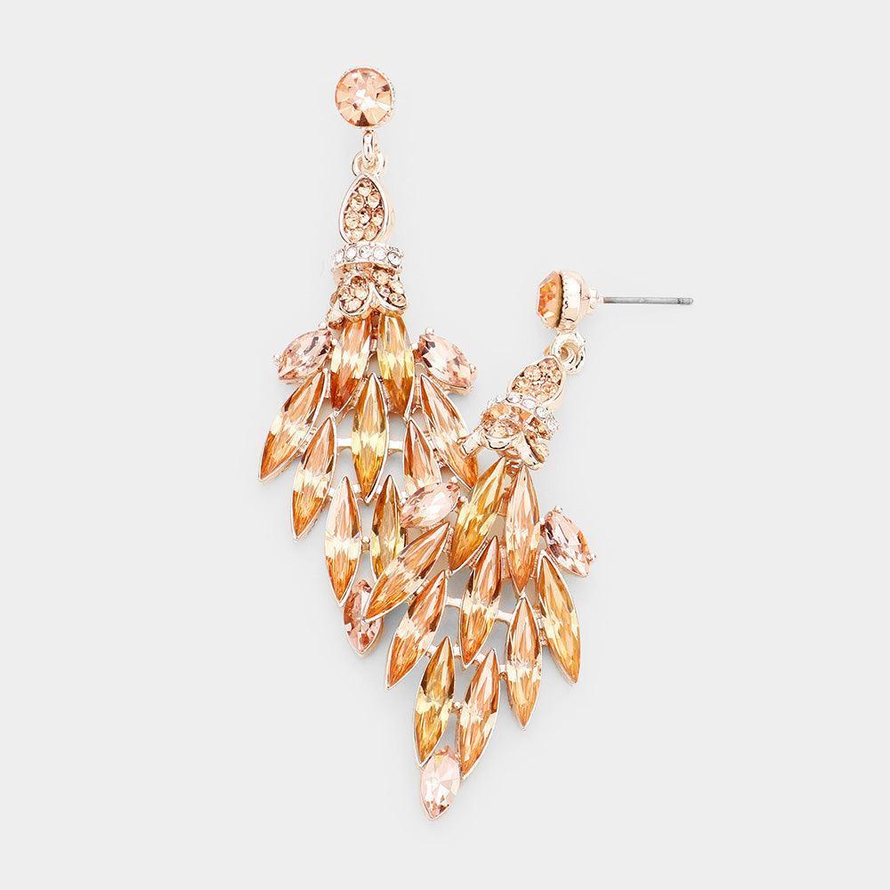 Rose Gold Crystal Marquise Rhinestone Evening Earrings - Jewelry Store by Erik Rayo