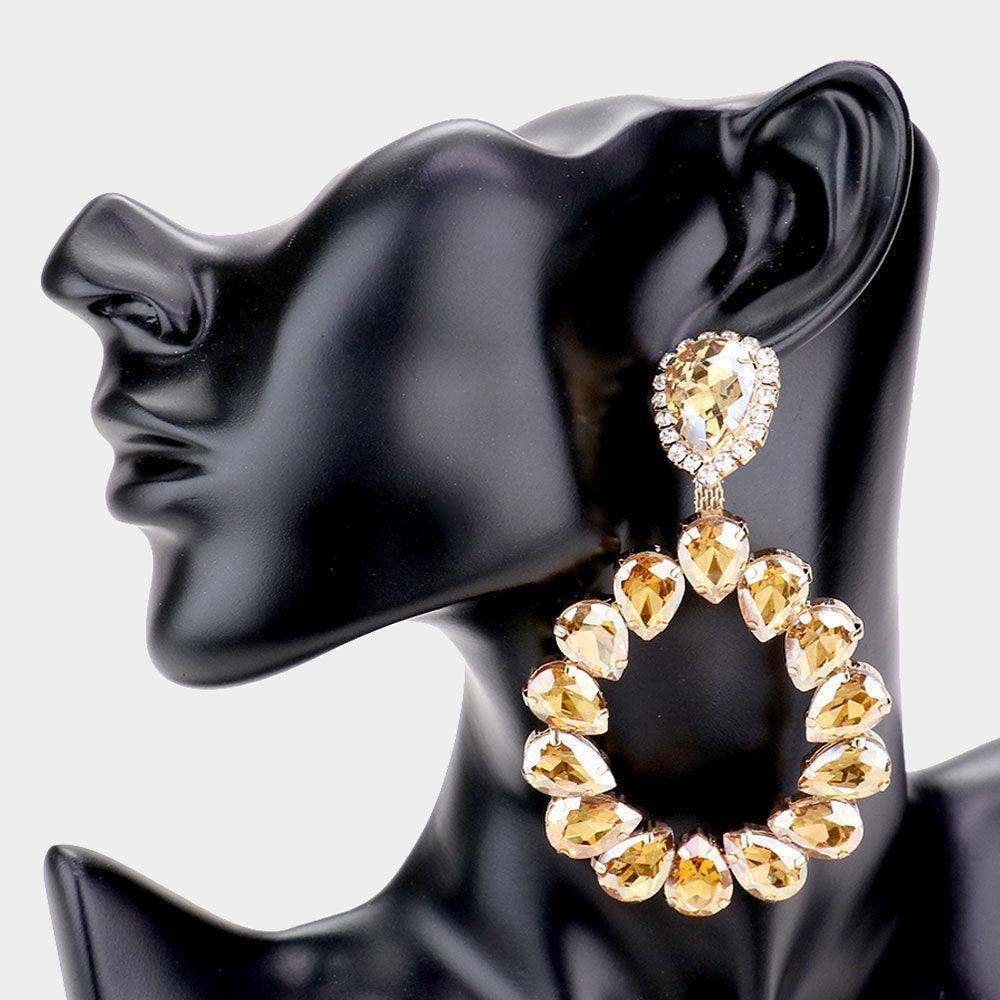 Teardrop Stone Cluster Evening Earrings - Jewelry Store by Erik Rayo