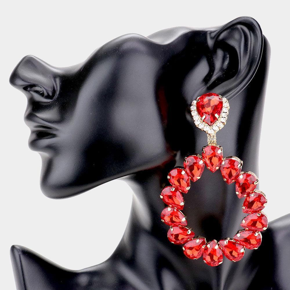 Teardrop Stone Cluster Evening Earrings - Jewelry Store by Erik Rayo