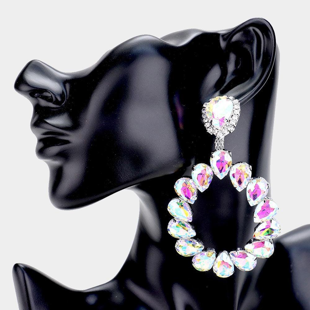 Clear Teardrop Stone Cluster Evening Earrings - Jewelry Store by Erik Rayo