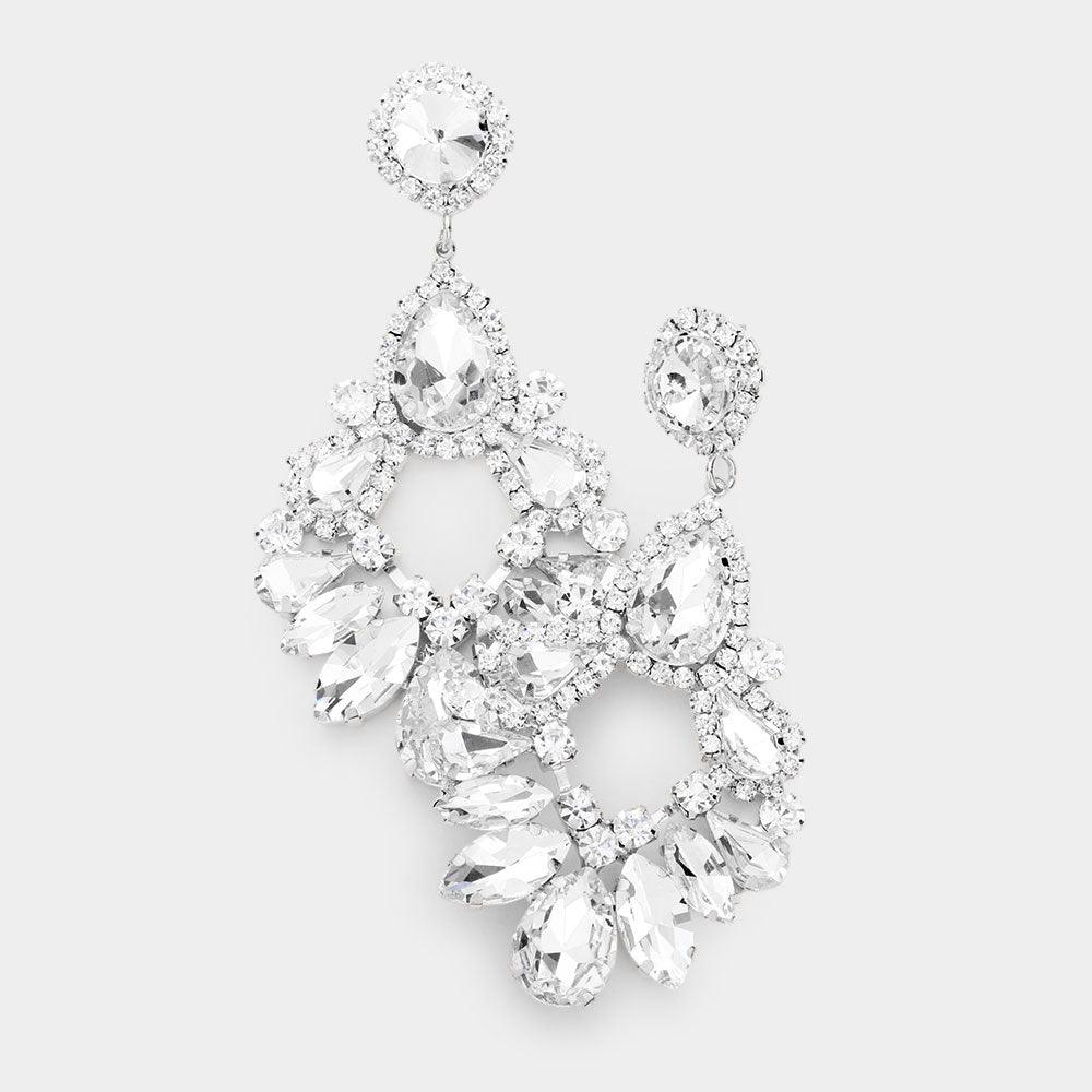 Teardrop Marquise Crystal Drop Evening Earrings