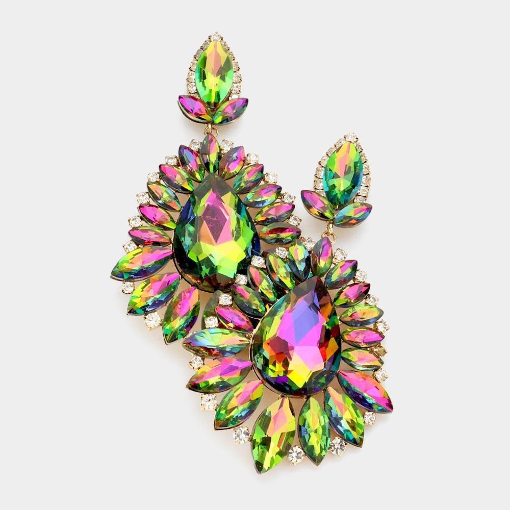 Teardrop Center Marquise Stone Cluster Evening Earrings - Jewelry Store by Erik Rayo