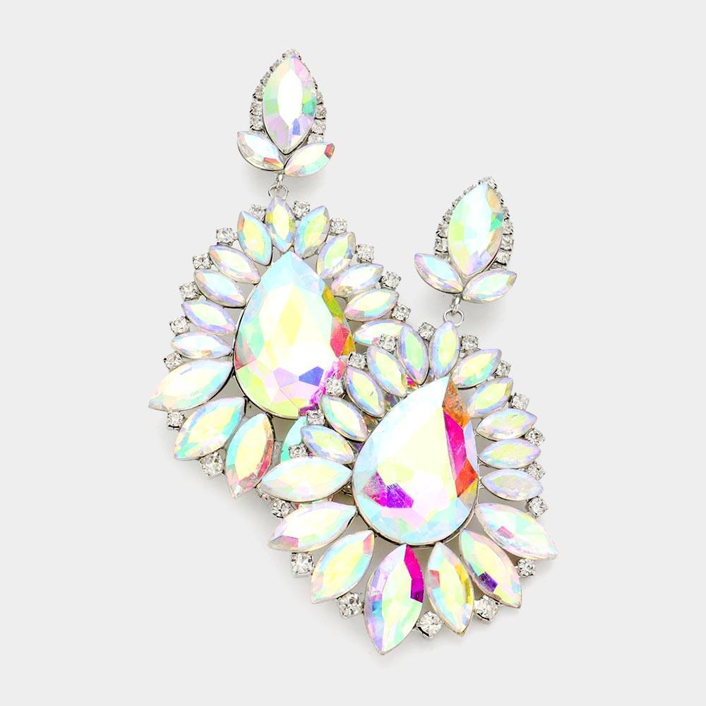 Teardrop Center Marquise Stone Cluster Evening Earrings - Jewelry Store by Erik Rayo