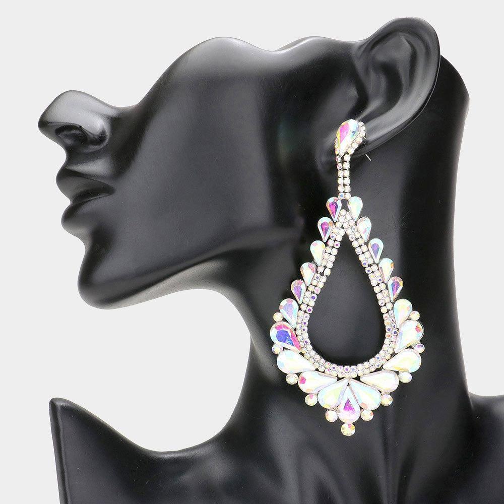 Silver Oversized Cut Out Teardrop Cluster Vine Evening Earrings - Jewelry Store by Erik Rayo