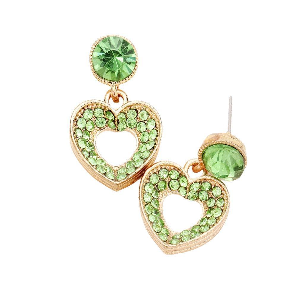 Gold Rhinestone Pave Heart Cut out Earrings - Jewelry Store by Erik Rayo