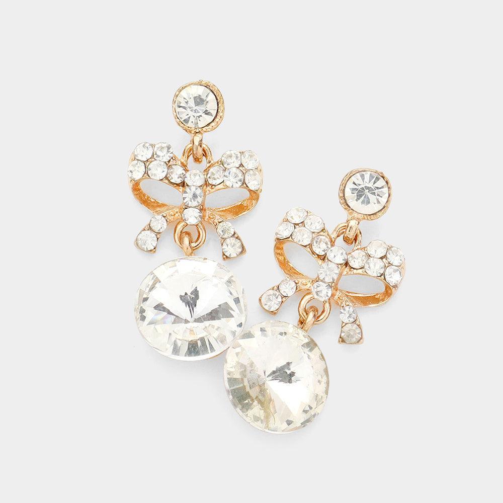 Clear Crystal rhinestone bow earrings - Jewelry Store by Erik Rayo