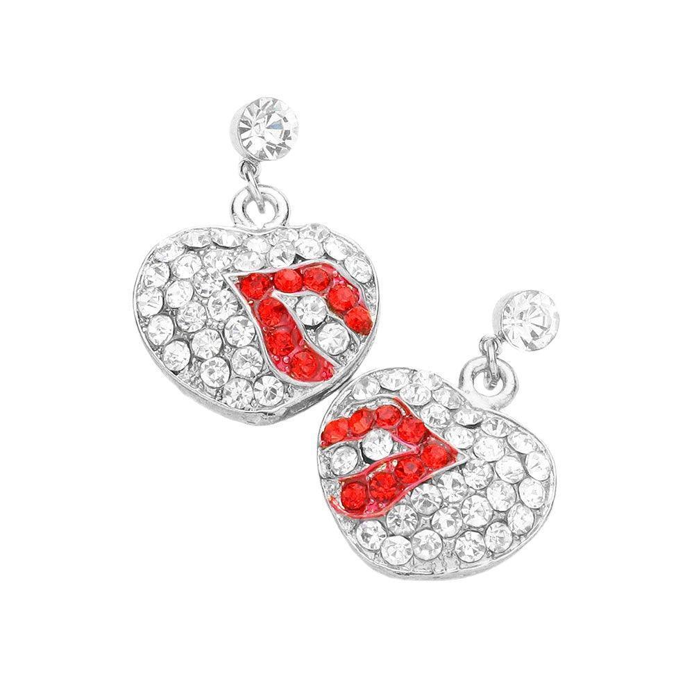 Pave heart lips earrings - Jewelry Store by Erik Rayo