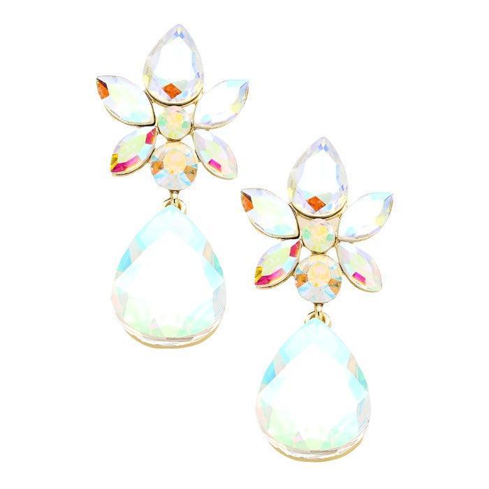 Gold Glass crystal teardrop evening earrings - Jewelry Store by Erik Rayo