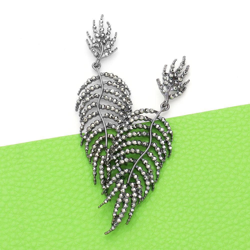 Crystal Rhinestone Leaf Drop Evening Earrings - Jewelry Store by Erik Rayo