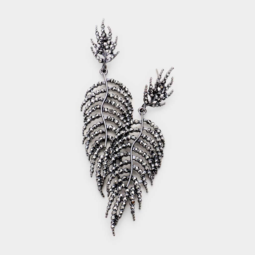 Crystal Rhinestone Leaf Drop Evening Earrings - Jewelry Store by Erik Rayo
