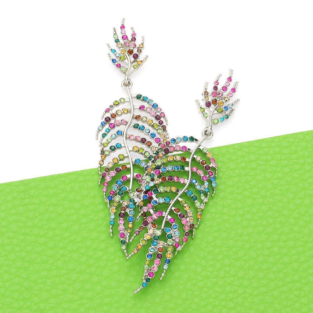 Crystal Rhinestone Leaf Drop Evening Earrings - Jewelry Store by Erik Rayo