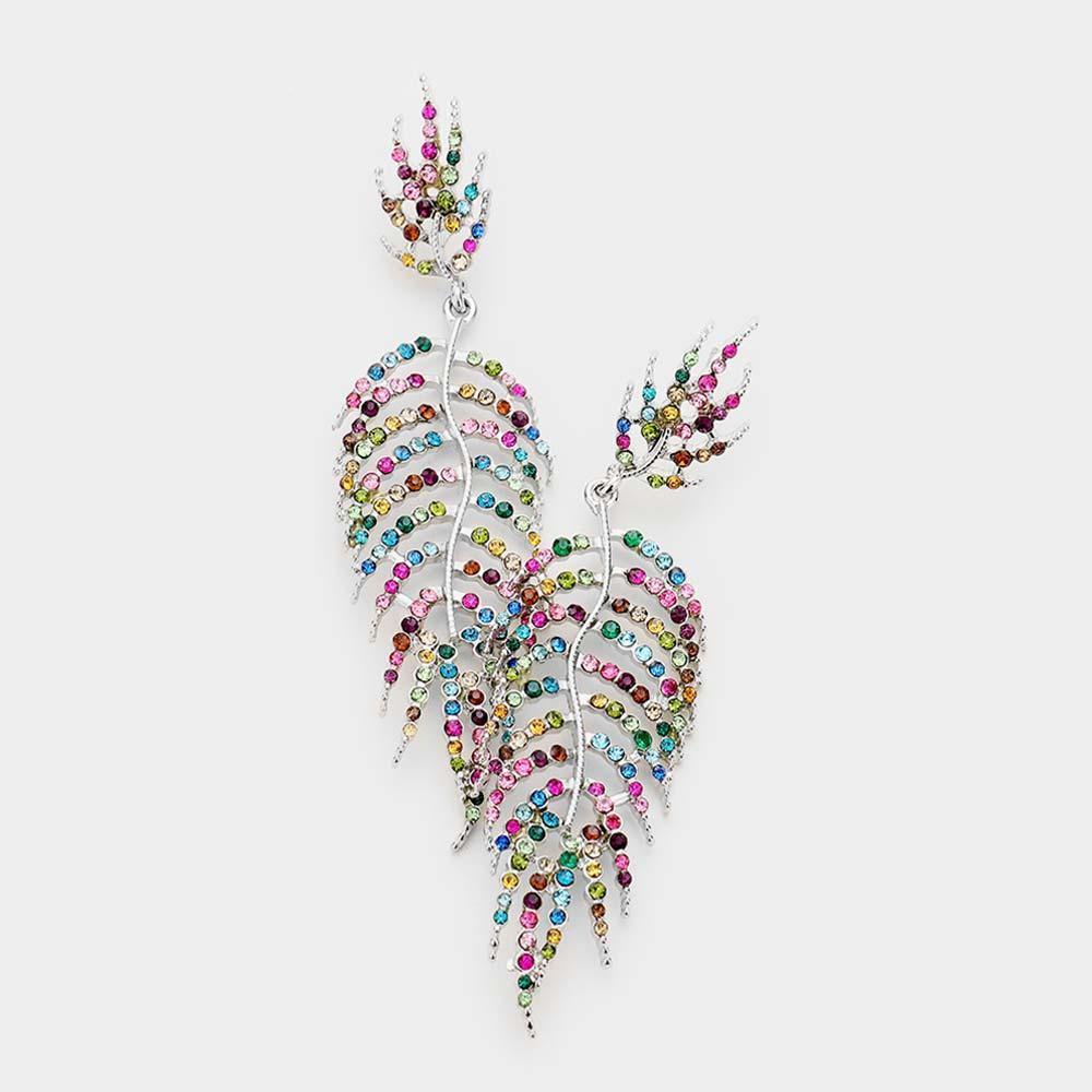 Crystal Rhinestone Leaf Drop Evening Earrings - Jewelry Store by Erik Rayo