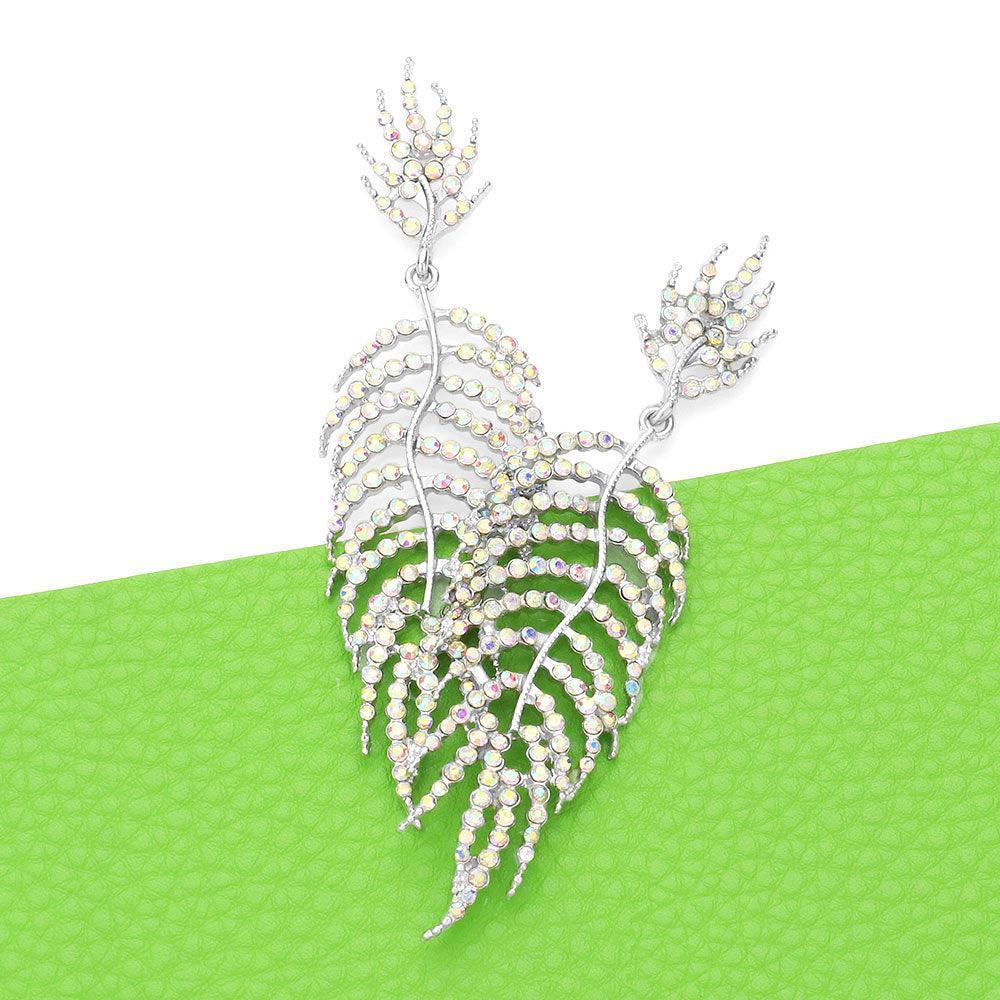 Crystal Rhinestone Leaf Drop Evening Earrings - Jewelry Store by Erik Rayo